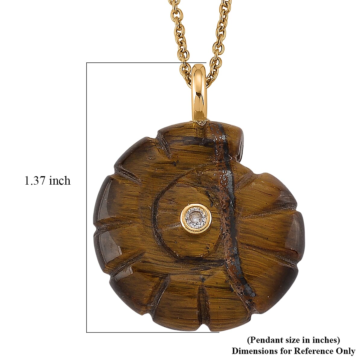 Yellow Tigers Eye and Austrian Crystal 35.00 ctw Pendant in Goldtone with ION Plated YG Stainless Steel Necklace 20 Inches