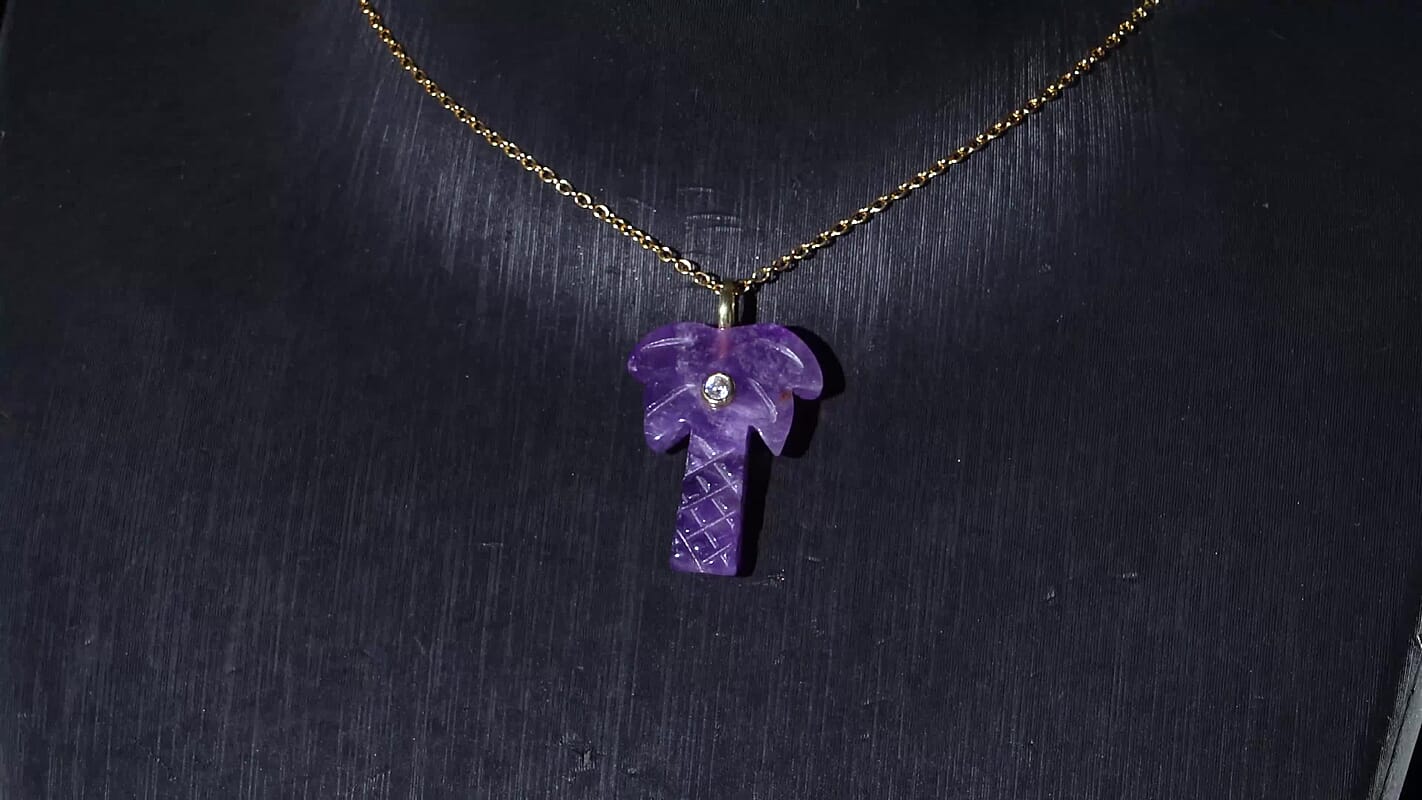 African Amethyst, Austrian Crystal Pendant in Goldtone with ION Plated YG Stainless Steel Necklace (20 Inches) 13.00 ctw