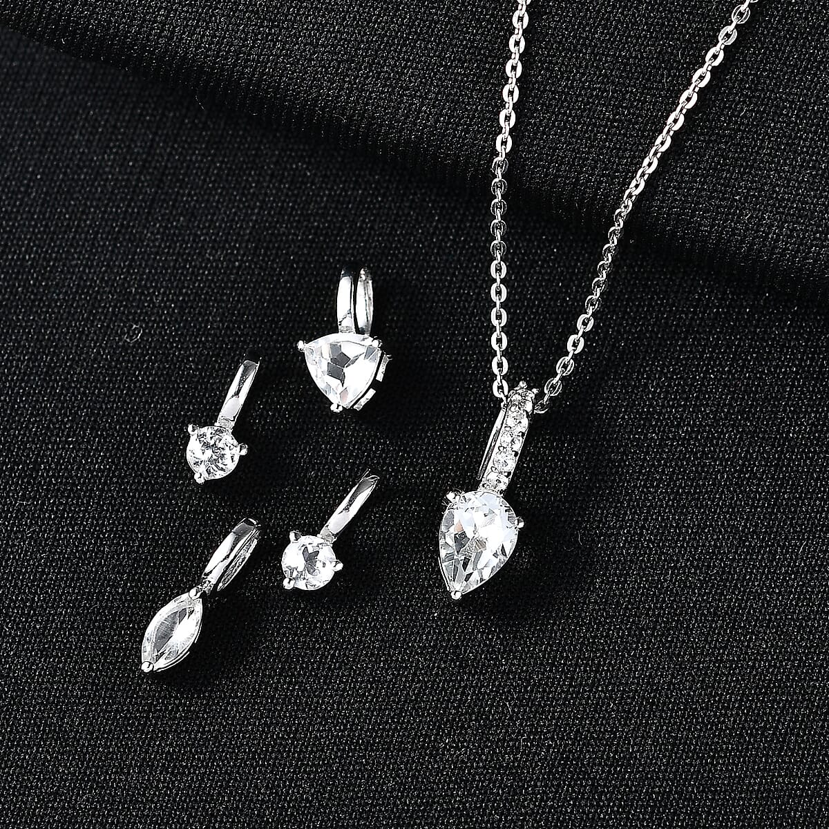 D'Joy White Topaz 2.10 ctw Pendant Necklace in Rhodium Over Sterling Silver 20 Inches  image number 1