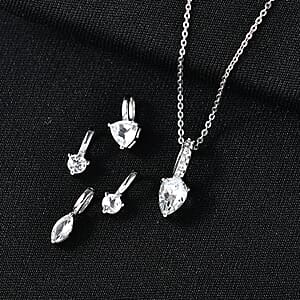 D'Joy White Topaz 2.10 ctw Pendant Necklace in Rhodium Over Sterling Silver 20 Inches 