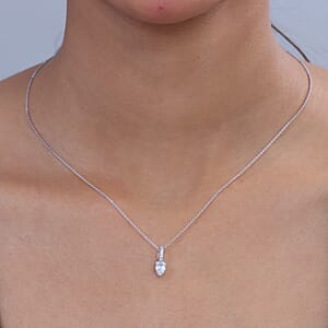 D'Joy White Topaz 2.10 ctw Pendant Necklace in Rhodium Over Sterling Silver 20 Inches 