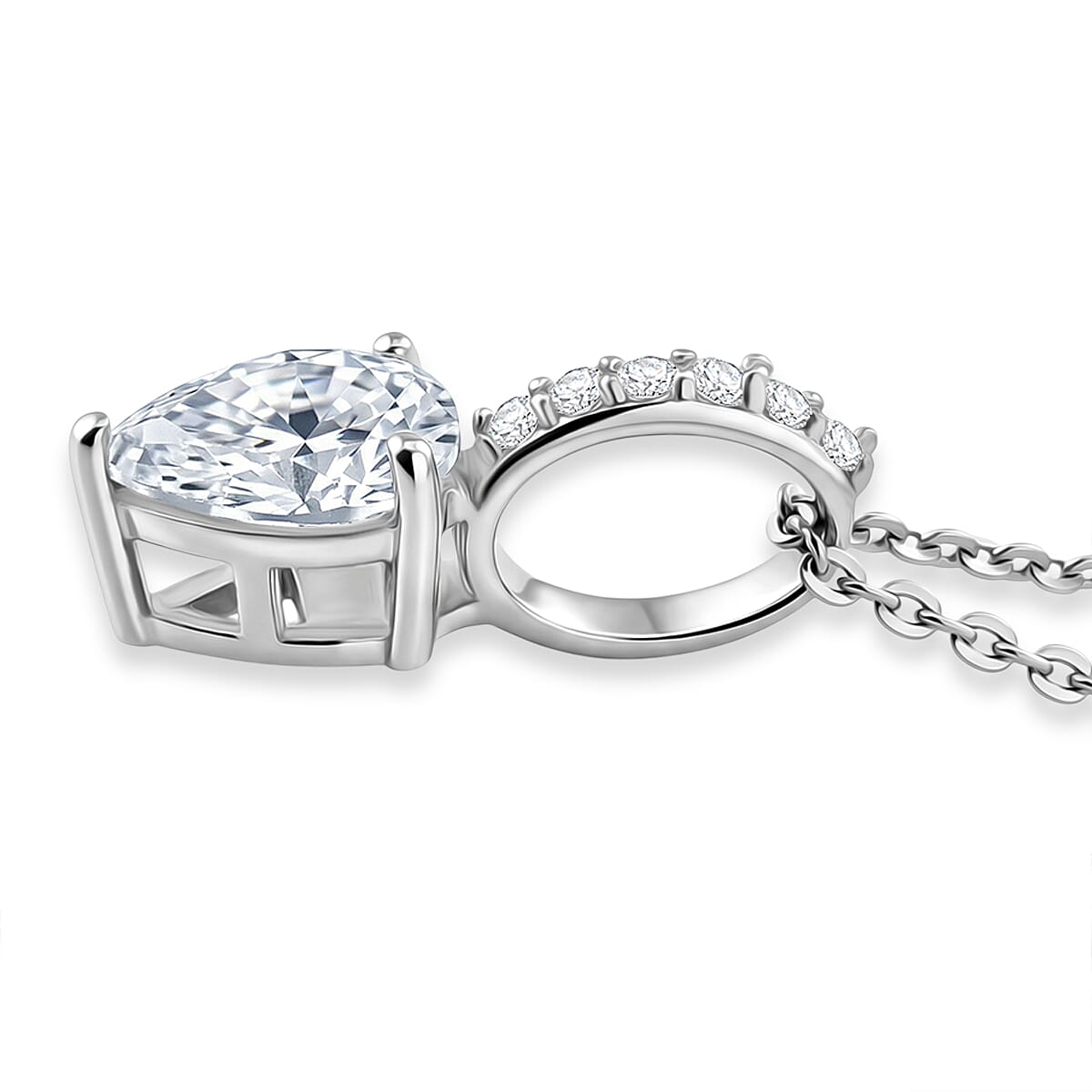 D'Joy White Topaz 2.10 ctw Pendant Necklace in Rhodium Over Sterling Silver 20 Inches  image number 3