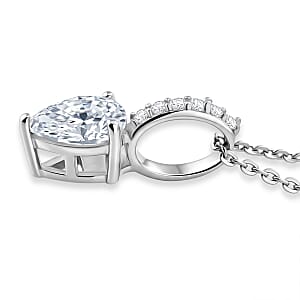 D'Joy White Topaz 2.10 ctw Pendant Necklace in Rhodium Over Sterling Silver 20 Inches 