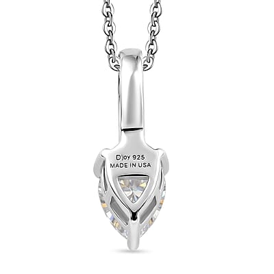 D'Joy White Topaz 2.10 ctw Set of 5 Radiant Fan Pendants Necklace in Rhodium Over Sterling Silver 20 Inches