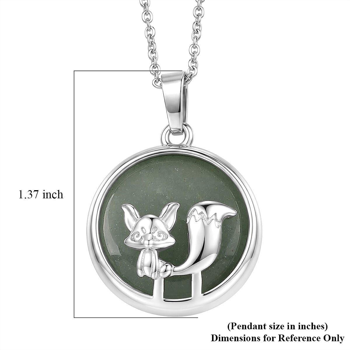 Green Aventurine 25.00 ctw Pendant in Silvertone with Stainless Steel Necklace 20 Inches