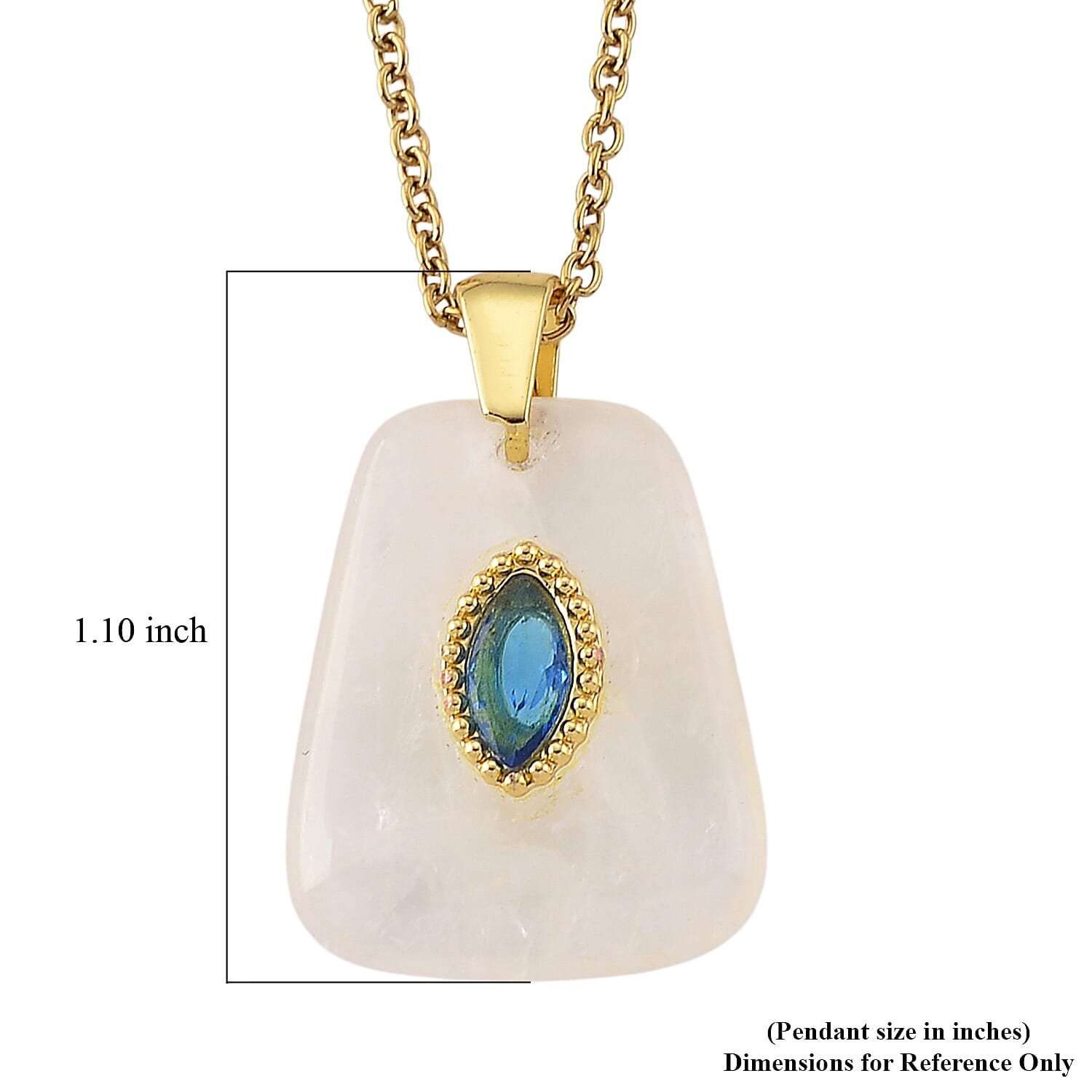 White Quartz and Austrian Crystal 15.00 ctw Pendant in Goldtone with ION Plated YG Stainless Steel Necklace 20 Inches