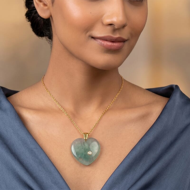 Hebei Peridot and Austrian Crystal 16.00 ctw Pendant in Goldtone with ION Plated YG Stainless Steel Necklace 20 Inches