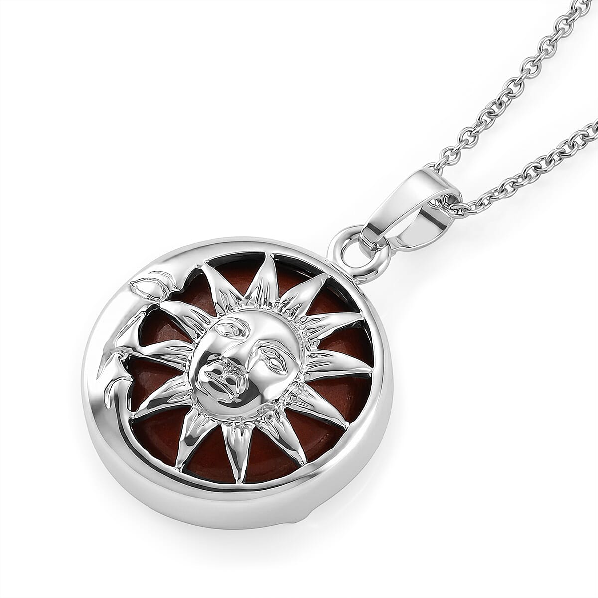 Red Jasper 23.00 ctw Pendant in Silvertone with Stainless Steel Necklace 20 Inches