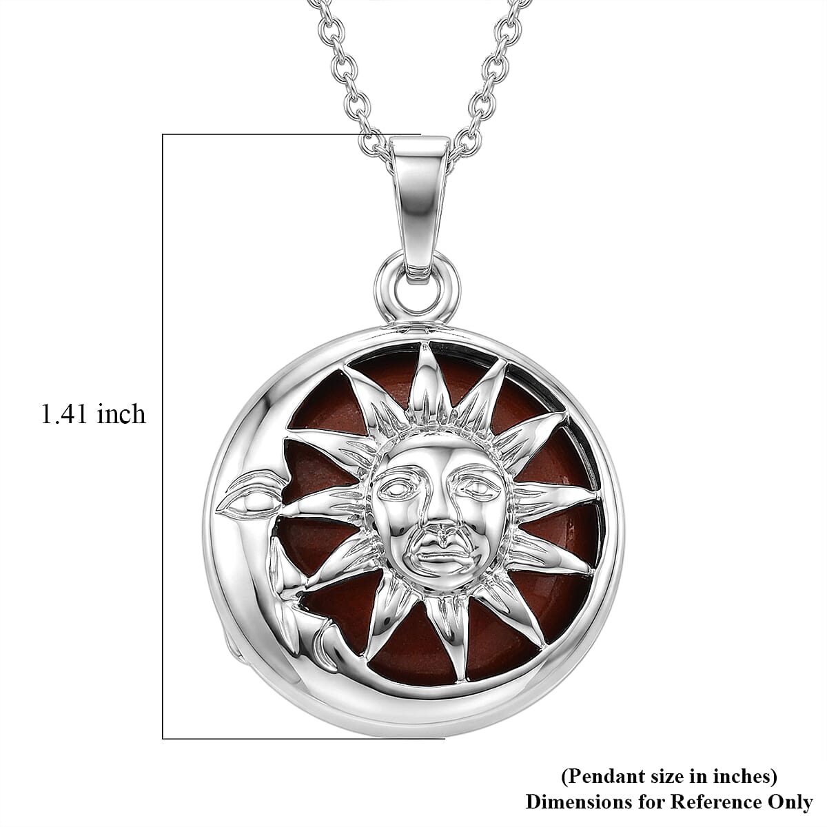 Red Jasper 23.00 ctw Pendant in Silvertone with Stainless Steel Necklace 20 Inches