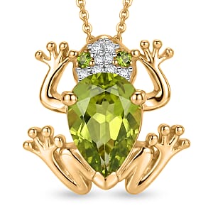 GP Hebei Peridot and Multi Gemstone 2.40 ctw Pendant Necklace in 18K Vermeil Yellow Gold Over Sterling Silver 20 Inches