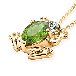 GP Hebei Peridot and Multi Gemstone 2.40 ctw Pendant Necklace in 18K Vermeil Yellow Gold Over Sterling Silver 20 Inches