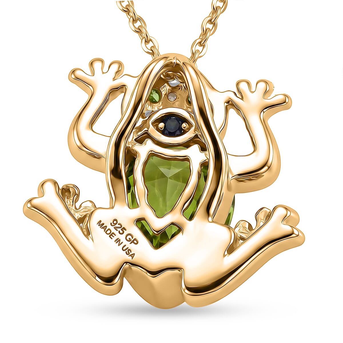 GP Hebei Peridot and Multi Gemstone 2.40 ctw Pendant Necklace in 18K Vermeil Yellow Gold Over Sterling Silver 20 Inches