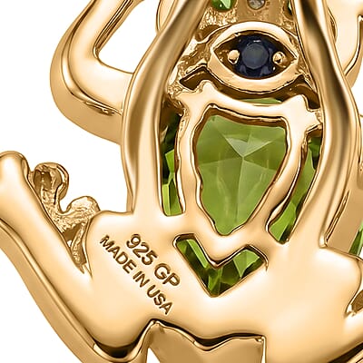 GP Hebei Peridot and Multi Gemstone 2.40 ctw Pendant Necklace in 18K Vermeil Yellow Gold Over Sterling Silver 20 Inches