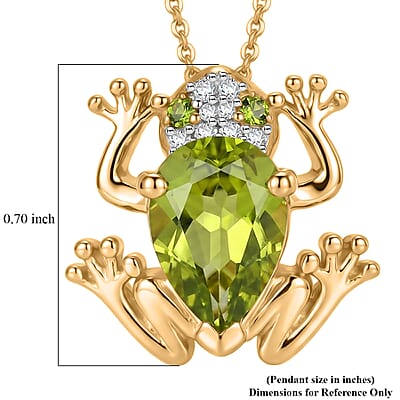 GP Hebei Peridot and Multi Gemstone 2.40 ctw Pendant Necklace in 18K Vermeil Yellow Gold Over Sterling Silver 20 Inches