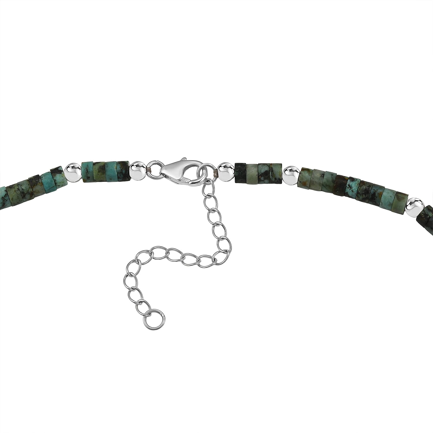 D'Joy Premium Blue Moon Turquoise Pendant with Royston Turquoise Beaded Necklace in Sterling Silver 33.50 ctw (20 Inches)