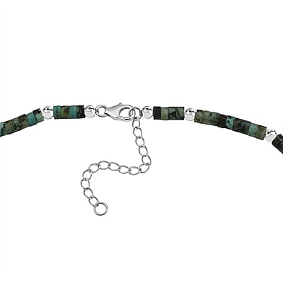 D'Joy Premium Blue Moon Turquoise Pendant with Royston Turquoise Beaded Necklace in Sterling Silver 33.50 ctw (20 Inches)