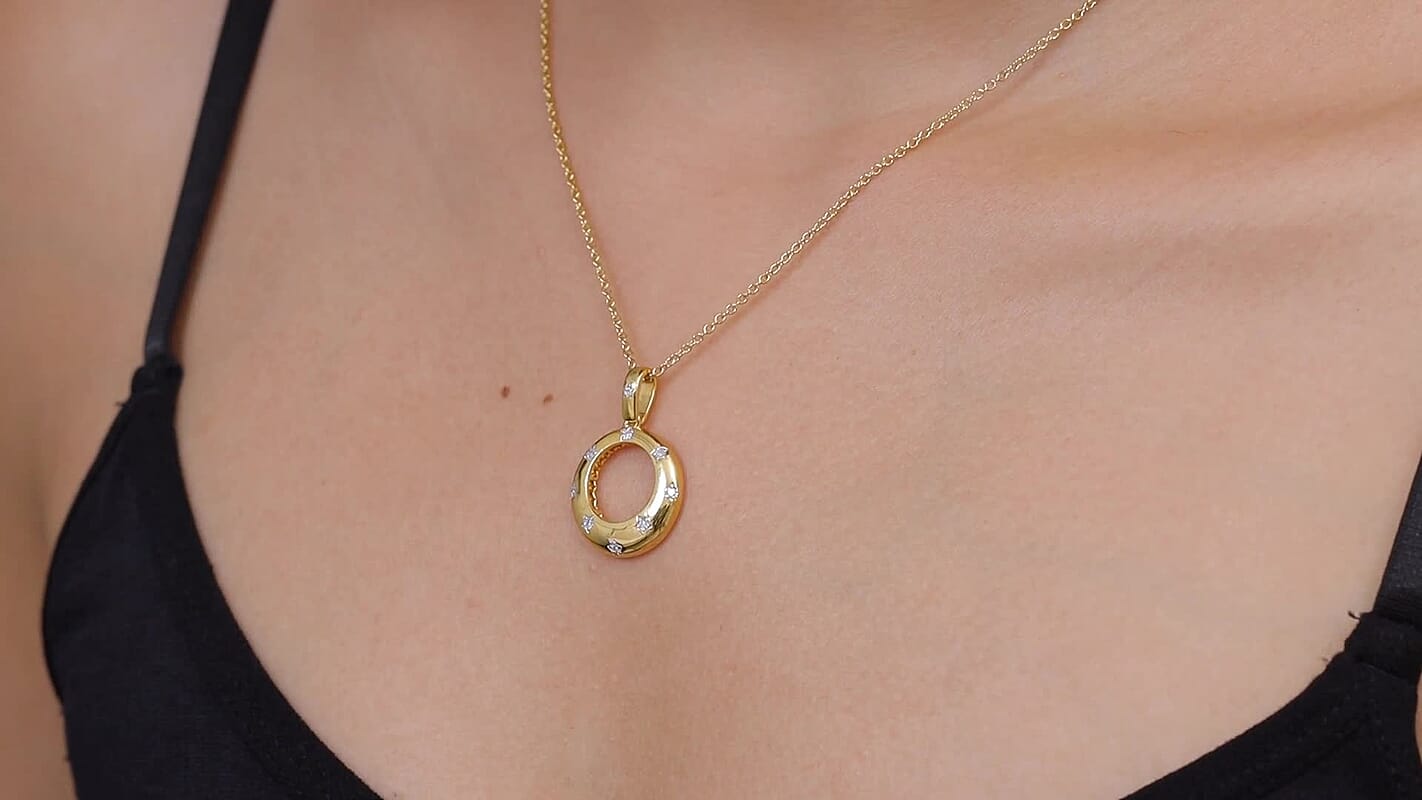 EverTrue Lab Grown Diamond G-H SI 0.20 ctw Pendant in 18K YG Plated with ION Plated YG Stainless Steel Necklace 20 Inches
