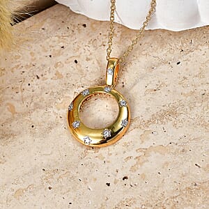 EverTrue Lab Grown Diamond G-H SI 0.20 ctw Pendant in 18K YG Plated with ION Plated YG Stainless Steel Necklace 20 Inches