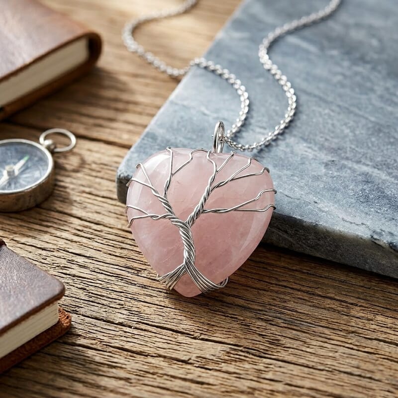 Red Quartz 48.00 ctw Pendant in Silvertone with Stainless Steel Necklace 20 Inches