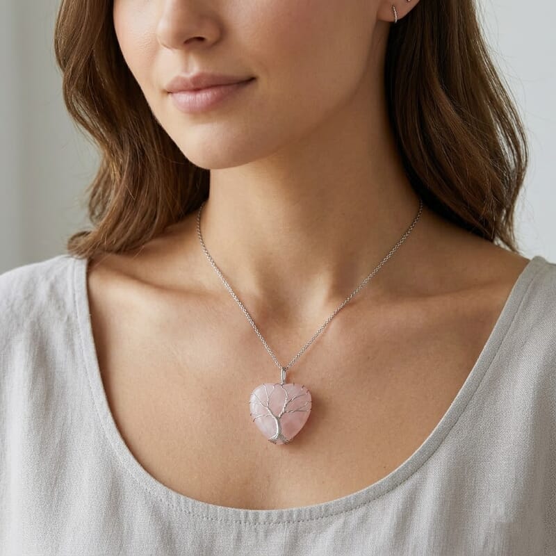 Red Quartz 48.00 ctw Pendant in Silvertone with Stainless Steel Necklace 20 Inches