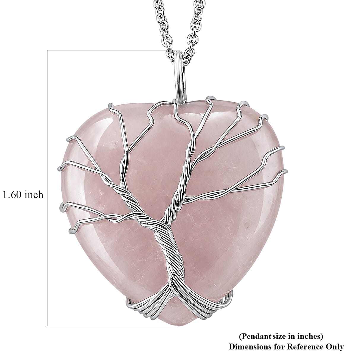 Red Quartz 48.00 ctw Pendant in Silvertone with Stainless Steel Necklace 20 Inches