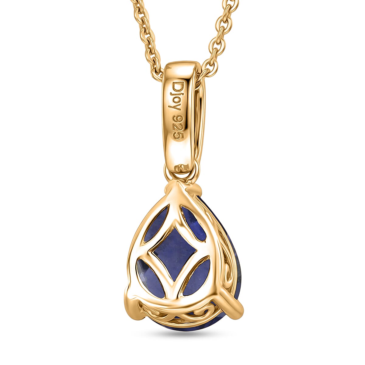 D'Joy Premium Catalina Iolite and White Zircon 1.75 ctw Pendant Necklace in 18K Vermeil Yellow Gold Over Sterling Silver 20 Inches