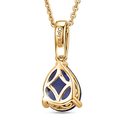 D'Joy Premium Catalina Iolite and White Zircon 1.75 ctw Pendant Necklace in 18K Vermeil Yellow Gold Over Sterling Silver 20 Inches