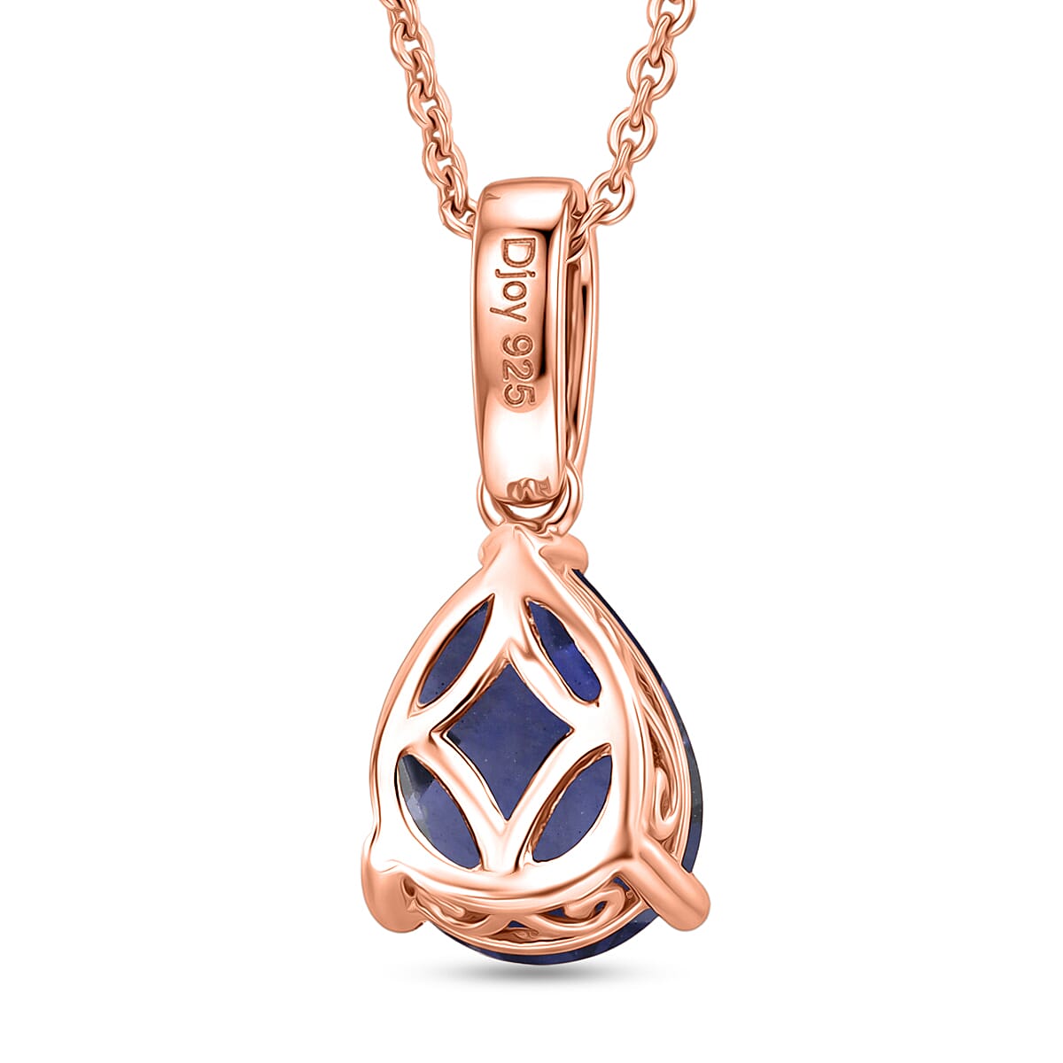 D'Joy Premium Catalina Iolite and White Zircon 1.75 ctw Pendant Necklace in 18K Vermeil Rose Gold Over Sterling Silver 20 Inches
