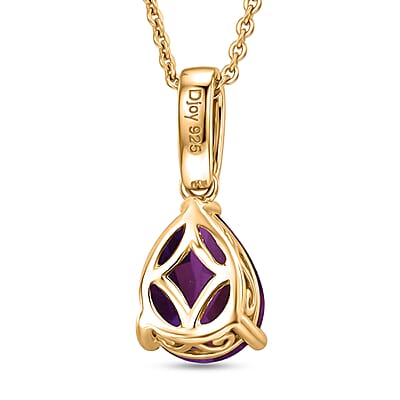 D'Joy Premium Lusaka Amethyst and White Zircon 1.75 ctw Pendant Necklace in 18K Vermeil Yellow Gold Over Sterling Silver 20 Inches