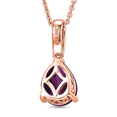 D'Joy Premium Lusaka Amethyst and White Zircon 1.75 ctw Pendant Necklace in 18K Vermeil Rose Gold Over Sterling Silver 20 Inches