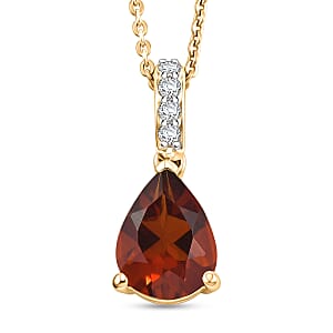 D'Joy Premium Brazilian Cherry Citrine and White Zircon 1.85 ctw Pendant Necklace in 18K Vermeil Yellow Gold Over Sterling Silver 20 Inches