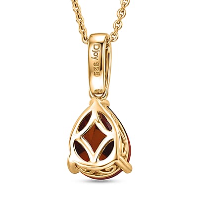D'Joy Premium Brazilian Cherry Citrine and White Zircon 1.85 ctw Pendant Necklace in 18K Vermeil Yellow Gold Over Sterling Silver 20 Inches
