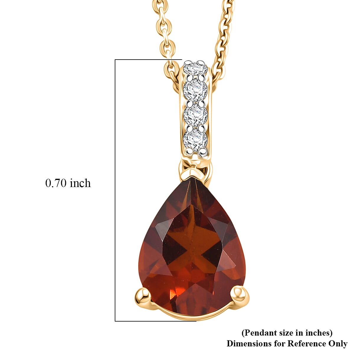 D'Joy Premium Brazilian Cherry Citrine and White Zircon 1.85 ctw Pendant Necklace in 18K Vermeil Yellow Gold Over Sterling Silver 20 Inches