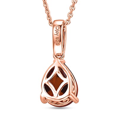 D'Joy Premium Brazilian Cherry Citrine and White Zircon 1.85 ctw Pendant Necklace in 18K Vermeil Rose Gold Over Sterling Silver 20 Inches