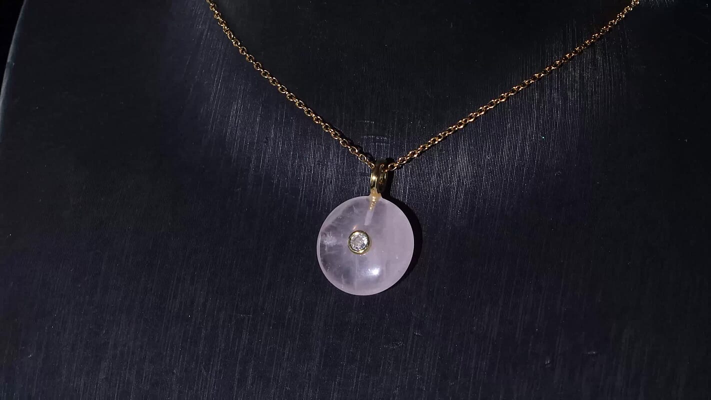 Rose Quartz, Austrian Crystal Pendant in Goldtone with ION Plated YG Stainless Steel Necklace (20 Inches) 16.00 ctw