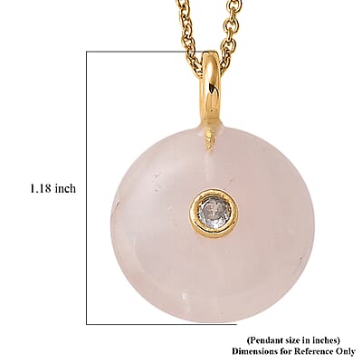 Rose Quartz and Austrian Crystal 16.00 ctw Pendant in Goldtone with ION Plated YG Stainless Steel Necklace 20 Inches