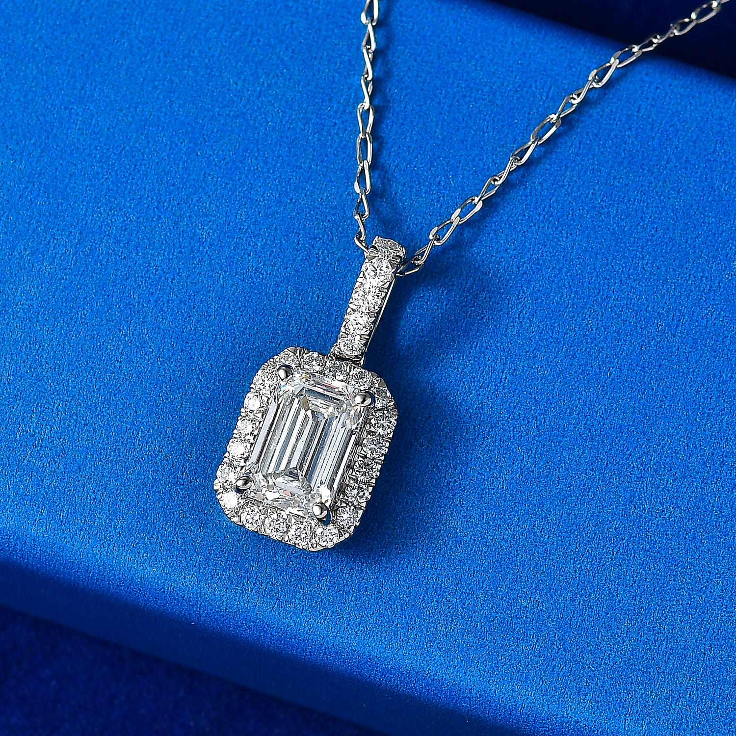 Luxuriant Lab Grown Diamond E-F VS 2.35 ctw Iconic Halo Pendant Necklace in 950 Platinum 4.95 Grams 20 Inches