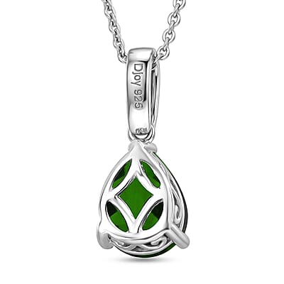 D'Joy Chrome Diopside and White Zircon 2.10 ctw Pendant Necklace in Rhodium Over Sterling Silver 20 Inches