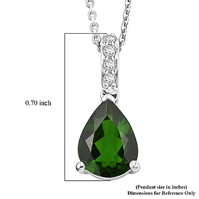 D'Joy Chrome Diopside and White Zircon 2.10 ctw Pendant Necklace in Rhodium Over Sterling Silver 20 Inches
