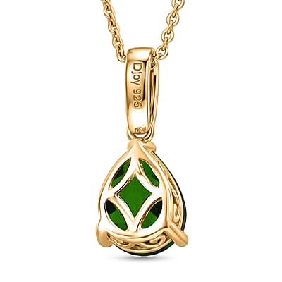 D'Joy Chrome Diopside and White Zircon 2.10 ctw Pendant Necklace in 18K Vermeil Yellow Gold Over Sterling Silver 20 Inches