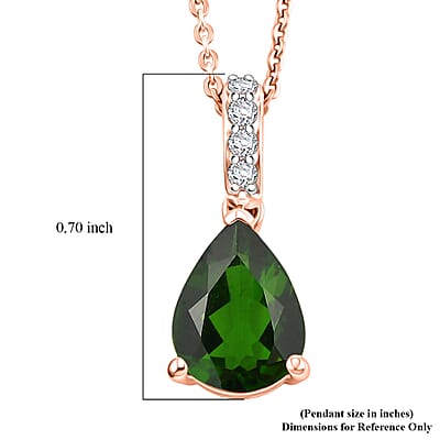 D'Joy Chrome Diopside and White Zircon 2.10 ctw Pendant Necklace in 18K Vermeil Rose Gold Over Sterling Silver 20 Inches