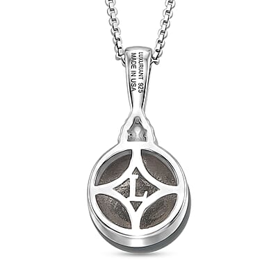 Premium Tahitian Pearl and Luxuriant Lab Grown Diamond G-H SI 0.40 ctw Celestial Orbit Pendant Necklace in Rhodium Over Sterling Silver 20 Inches