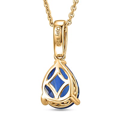 D'Joy Premium Kashmir Blue Kyanite and White Zircon 2.35 ctw Pendant Necklace in 18K Vermeil Yellow Gold Over Sterling Silver 20 Inches