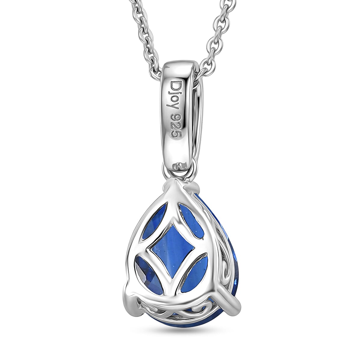 D'Joy Premium Kashmir Blue Kyanite and White Zircon 2.35 ctw Pendant Necklace in Rhodium Over Sterling Silver 20 Inches