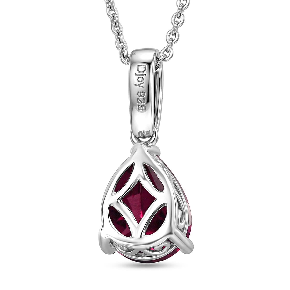 D'Joy Orissa Rhodolite Garnet and White Zircon 2.30 ctw Pendant Necklace in Rhodium Over Sterling Silver 20 Inches