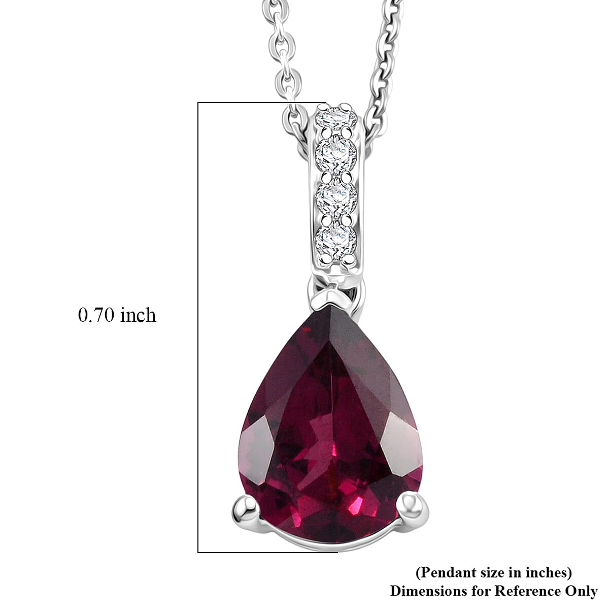 D'Joy Orissa Rhodolite Garnet and White Zircon 2.30 ctw Pendant Necklace in Rhodium Over Sterling Silver 20 Inches