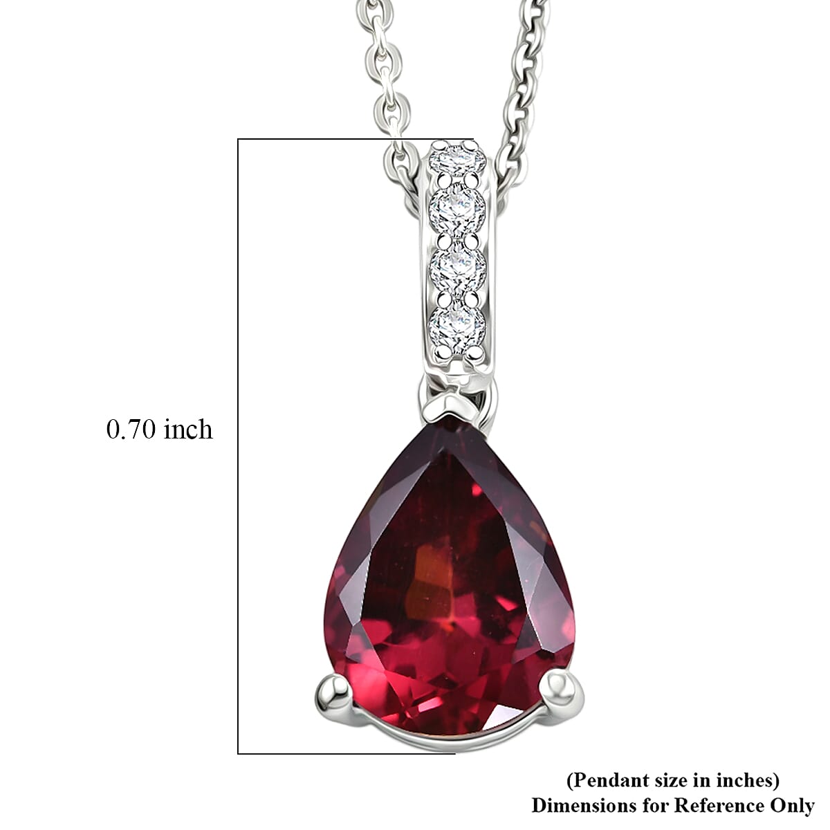 D'Joy Premium Orissa Rhodolite Garnet and White Zircon 2.00 ctw Pendant Necklace in Rhodium Over Sterling Silver 20 Inches  image number 5