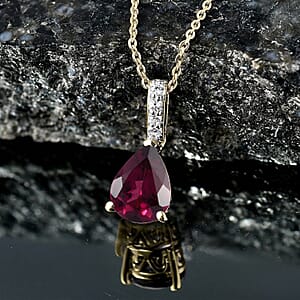 D'Joy Orissa Rhodolite Garnet and White Zircon Pendant Necklace (20 Inches) in 18K Vermeil Yellow Gold Over Sterling Silver 2.30 ctw