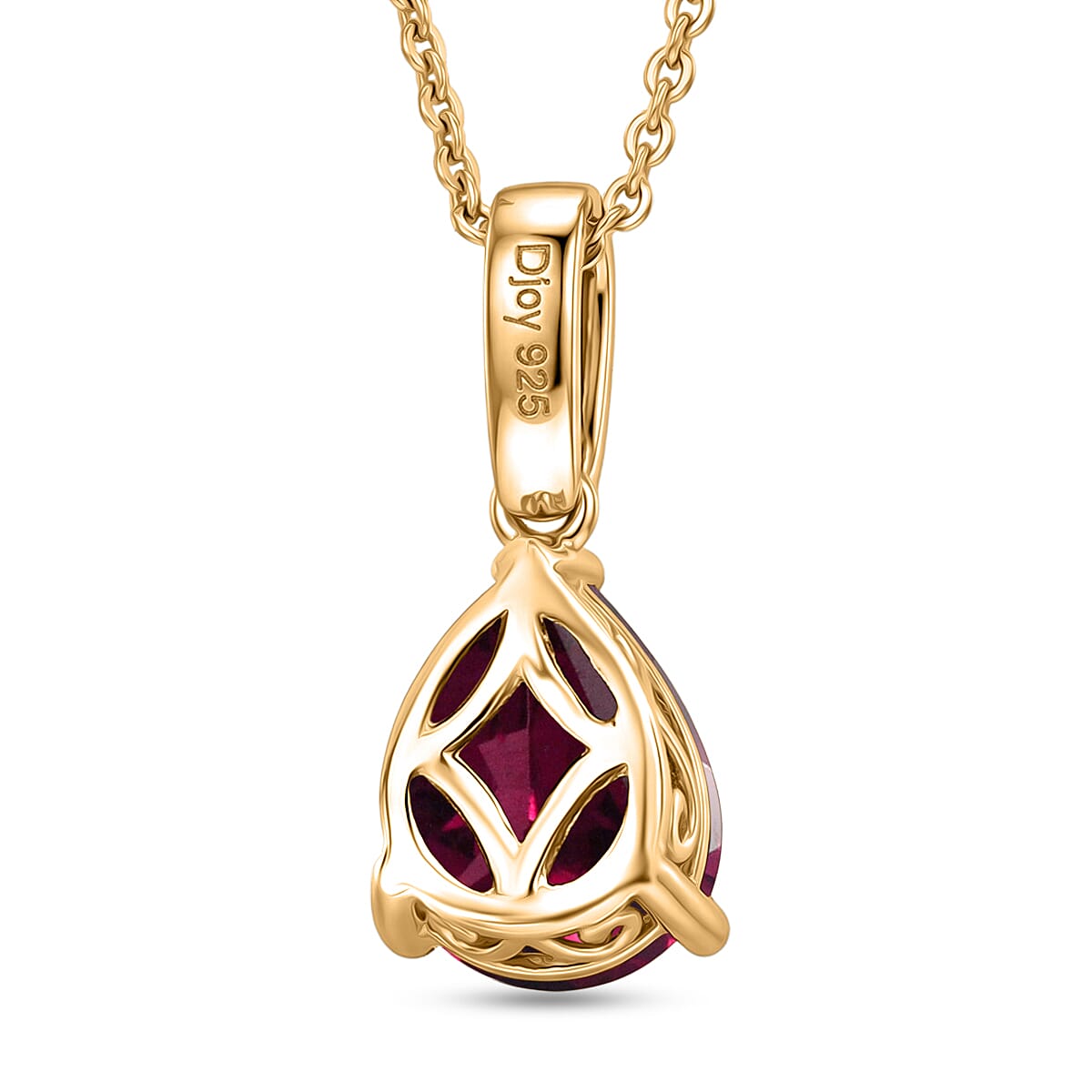 D'Joy Orissa Rhodolite Garnet and White Zircon Pendant Necklace (20 Inches) in 18K Vermeil Yellow Gold Over Sterling Silver 2.30 ctw image number 4