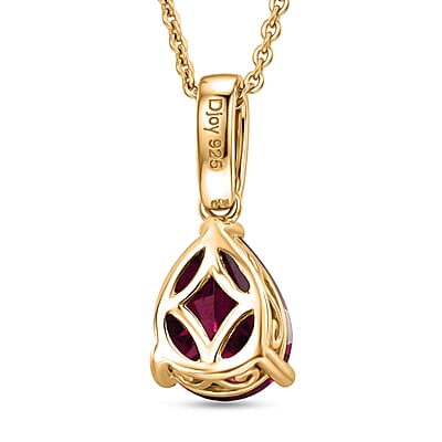D'Joy Orissa Rhodolite Garnet and White Zircon 2.30 ctw Pendant Necklace in 18K Vermeil Yellow Gold Over Sterling Silver 20 Inches